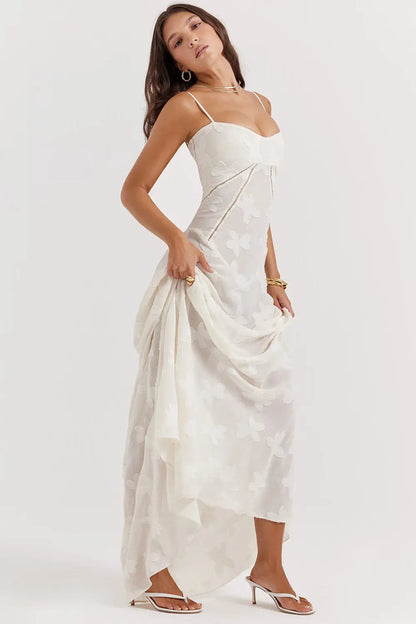 Women's Maxi Dress Fitted Bodice Flared Hem