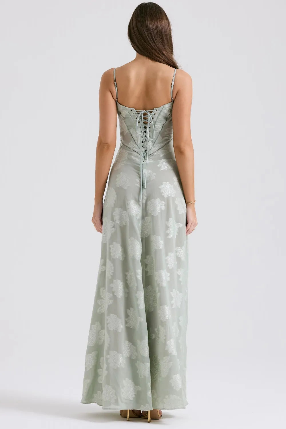 Women's Maxi Dress Fitted Bodice Flared Hem
