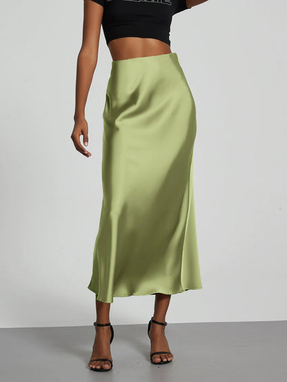 Women's High-Waisted A-Line Midi Skirt - VibreMode