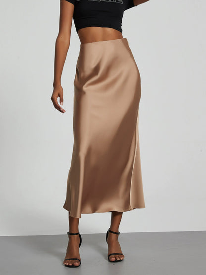 Image of Serena | Women's High-Waisted A-Line Midi Skirt