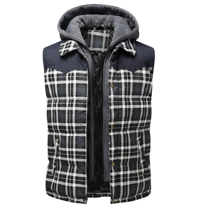 Men's Plaid Hooded Vest - VibreMode