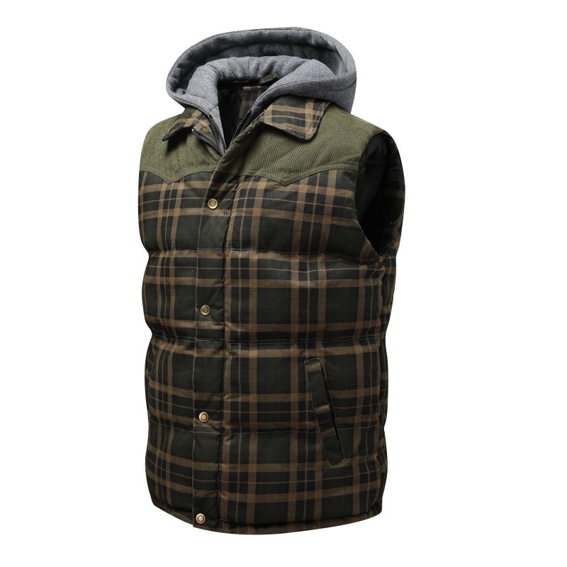 Image of Seth | Men's Hooded Plaid Vest