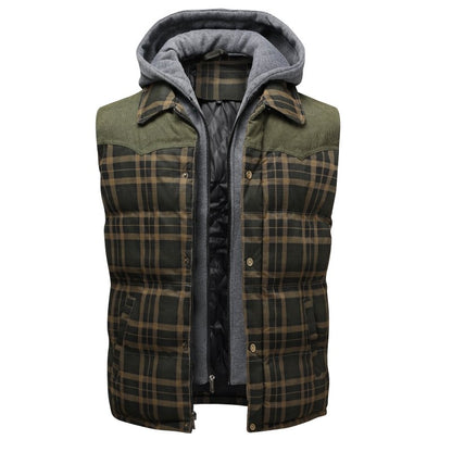 Image of Seth | Men's Hooded Plaid Vest