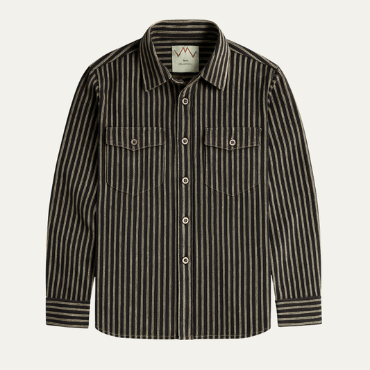 Men's Striped Button Up Shirt Casual Retro Style - VibreMode