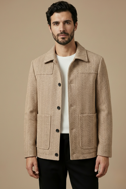 Men's Collared Button Front Jacket - VibreMode
