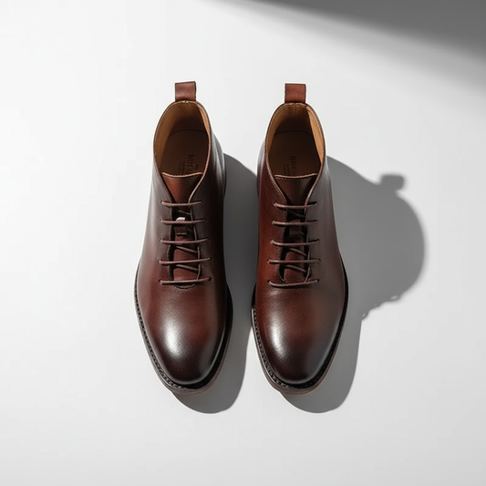 Men's Lace-Up Ankle Boots Leather Black - VibreMode