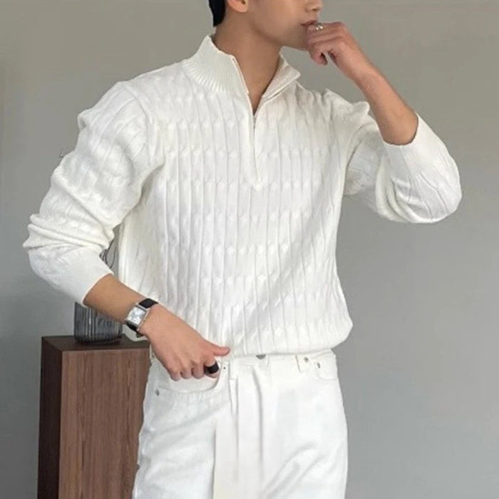 Image of Shane | Men's Quarter Zip Ribbed Sweater