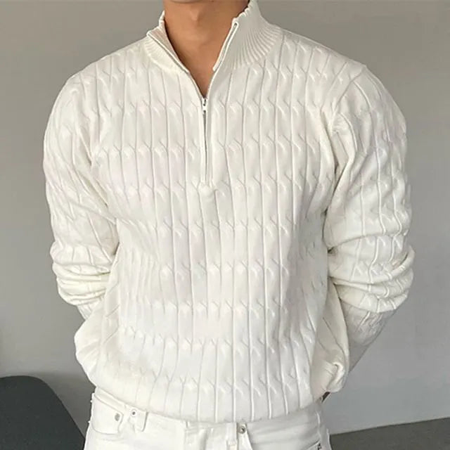 Men's Quarter Zip Ribbed Sweater - VibreMode