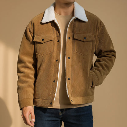 Men's Corduroy Jacket Sherpa Collar - VibreMode