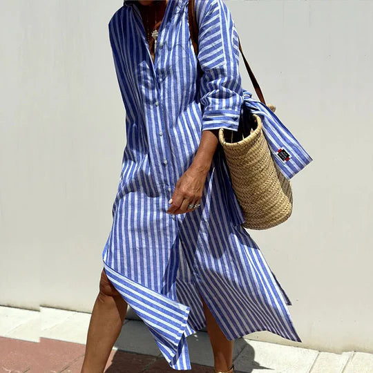 Women's Button Down Midi Dress - VibreMode