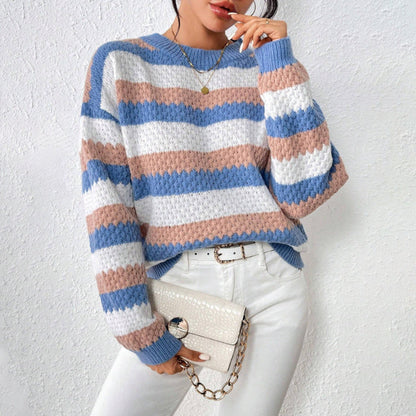 Image of Sheryl | Women's Striped Crew Neck Sweater