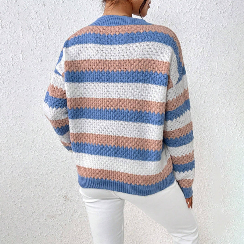 Image of Sheryl | Women's Striped Crew Neck Sweater