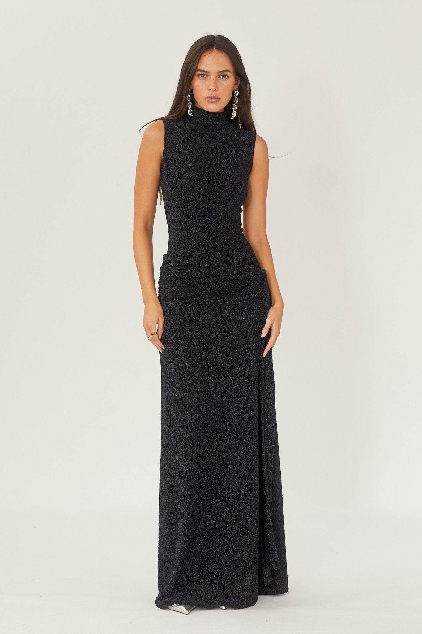 Women's Maxi Dress Metallic Ribbon Detail