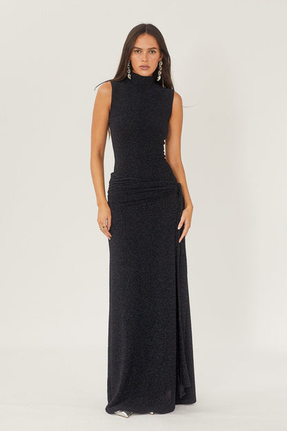 Women's Maxi Dress Metallic Ribbon Detail