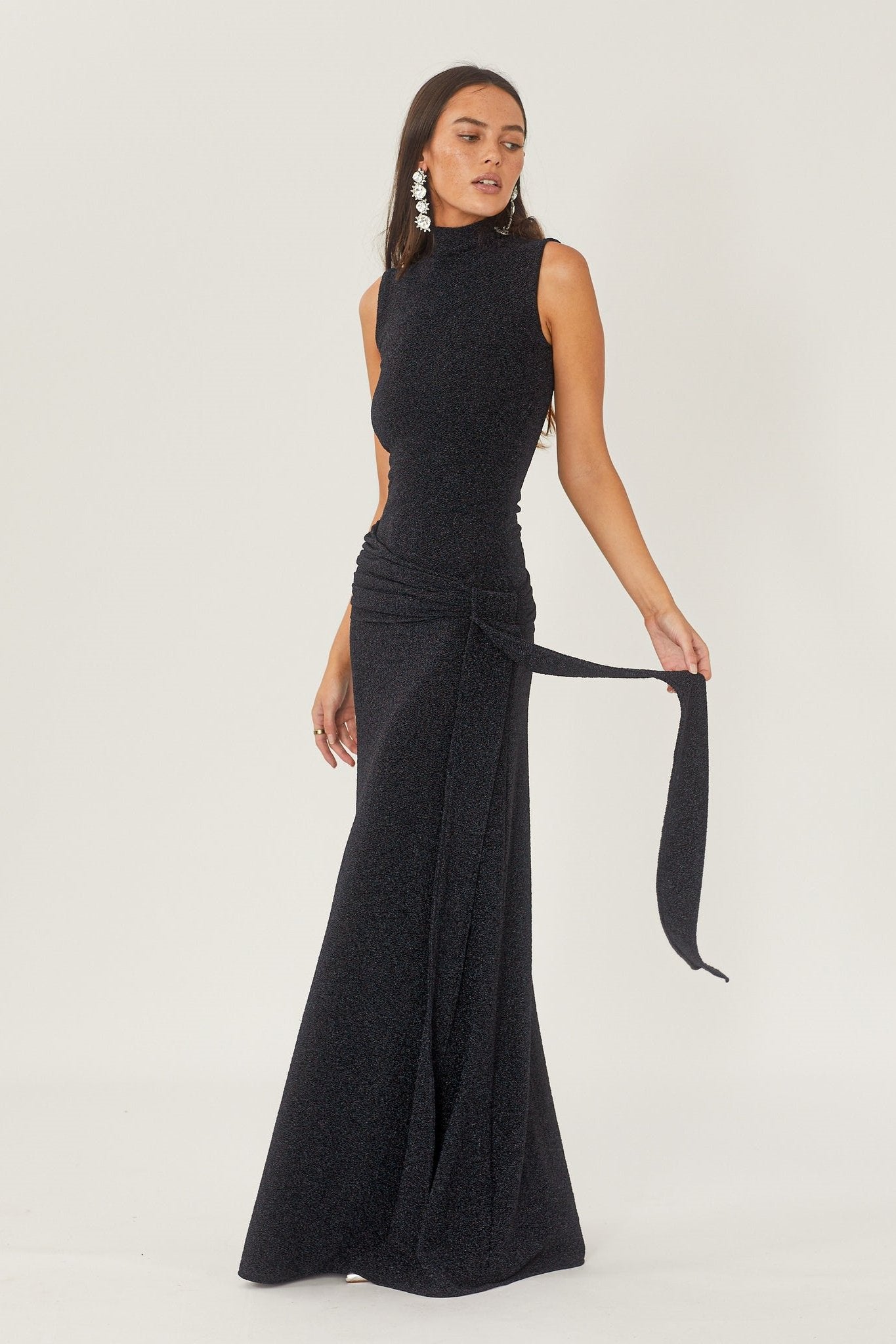 Women's Maxi Dress Metallic Ribbon Detail - VibreMode