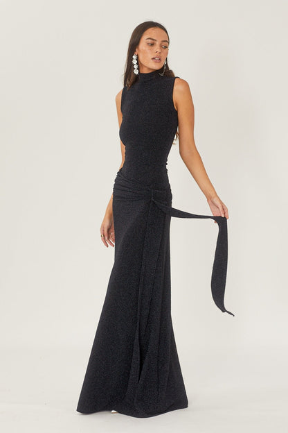 Women's Maxi Dress Metallic Ribbon Detail - VibreMode