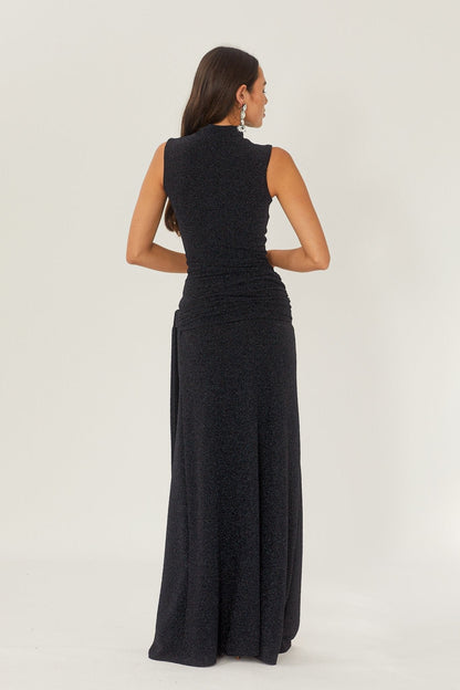 Women's Maxi Dress Metallic Ribbon Detail