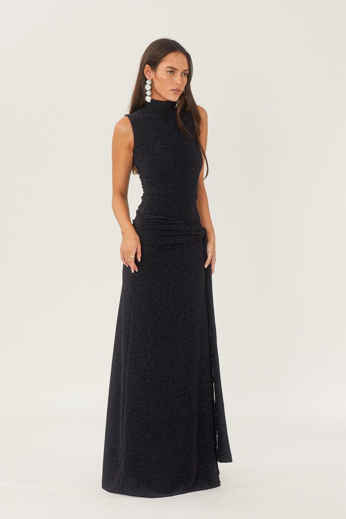 Women's Maxi Dress Metallic Ribbon Detail