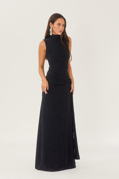 Women's Maxi Dress Metallic Ribbon Detail