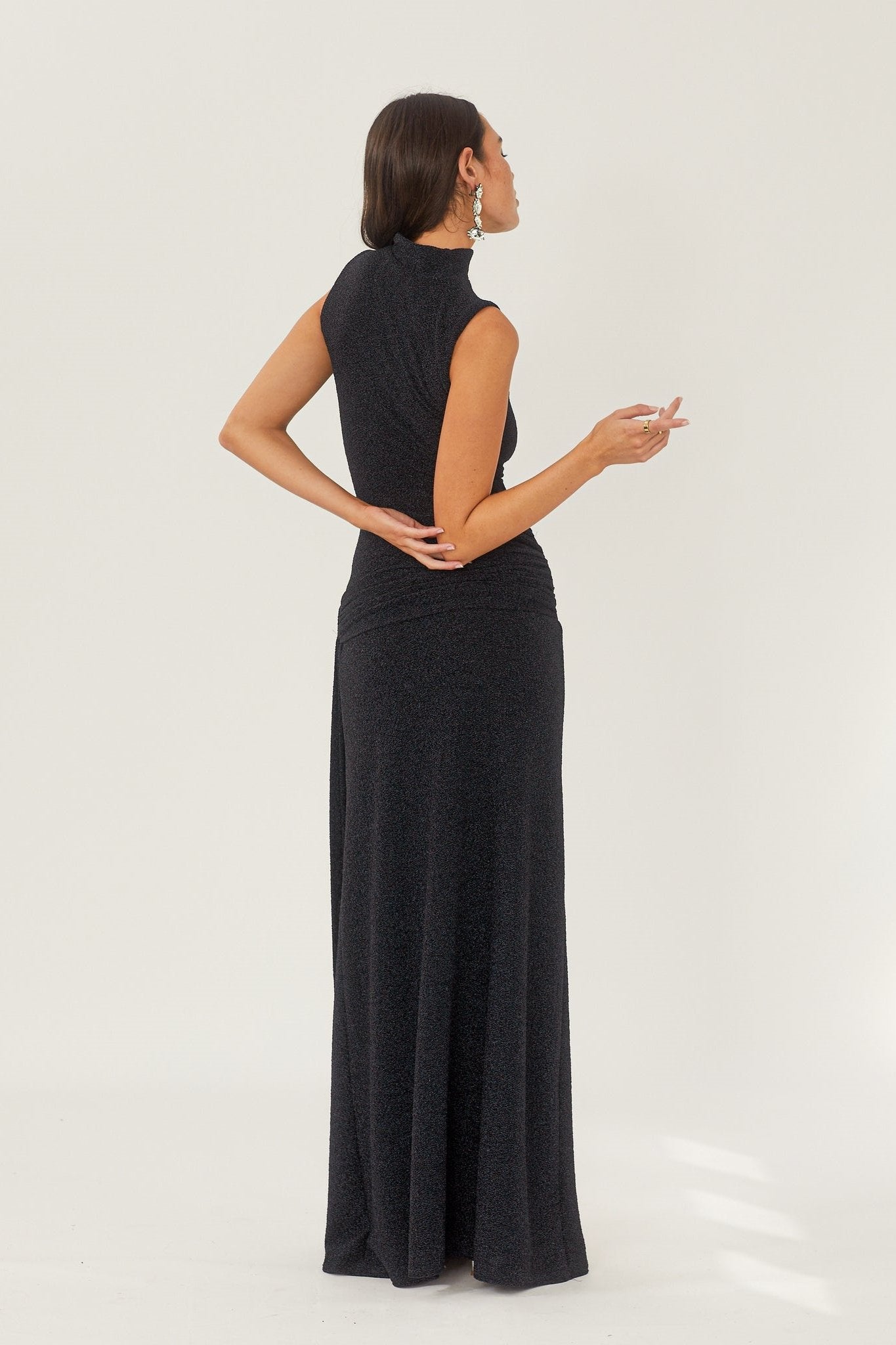 Women's Maxi Dress Metallic Ribbon Detail