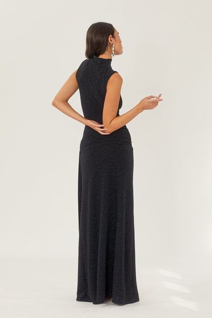 Women's Maxi Dress Metallic Ribbon Detail