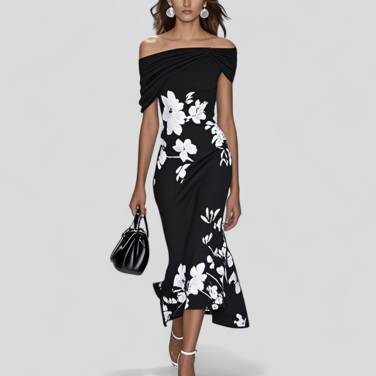 Women's Off Shoulder Bodycon Midi Dress