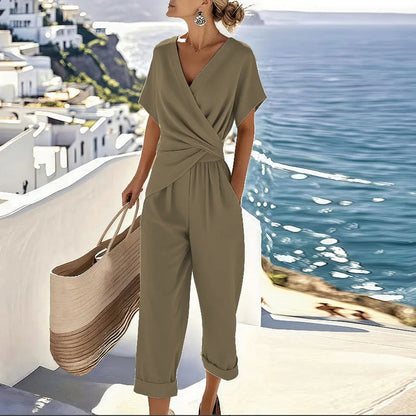 Image of Sienna | Women's Wrap Top Two-Piece Set