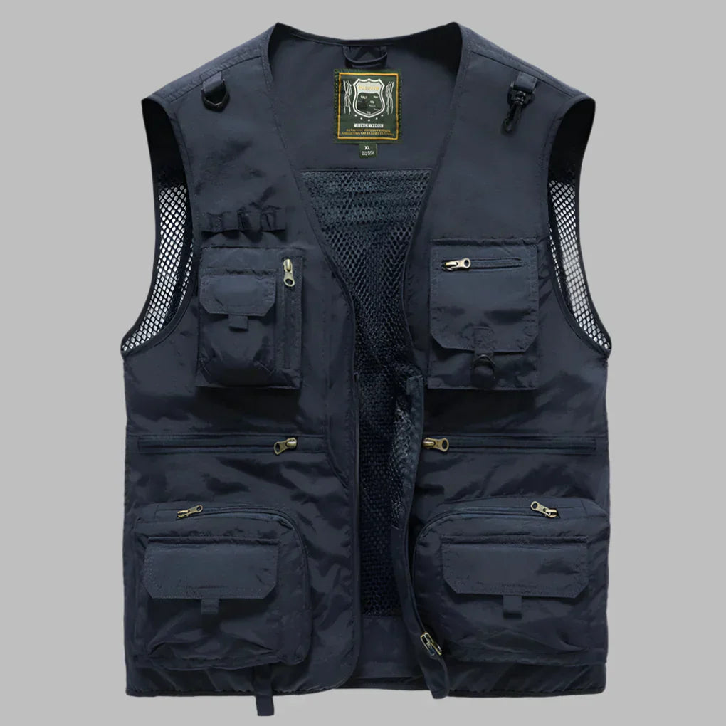 Men's Summer Vest Multi Pocket Cotton Beige