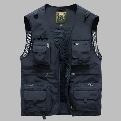 Men's Summer Vest Multi Pocket Cotton Beige