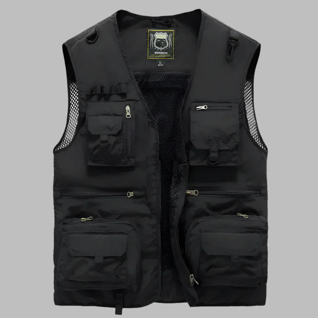 Men's Summer Vest Multi Pocket Cotton Beige