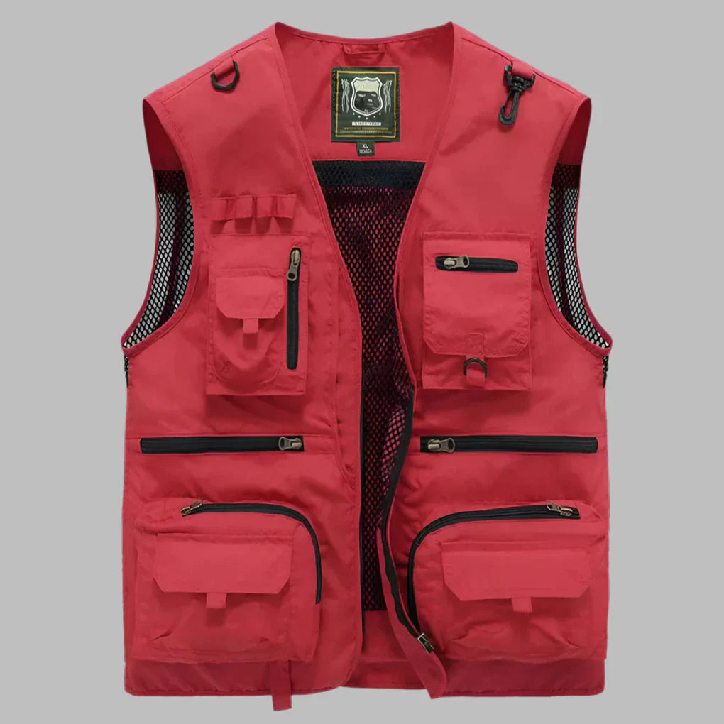 Men's Summer Vest Multi Pocket Cotton Beige - VibreMode