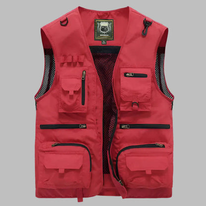 Men's Summer Vest Multi Pocket Cotton Beige - VibreMode