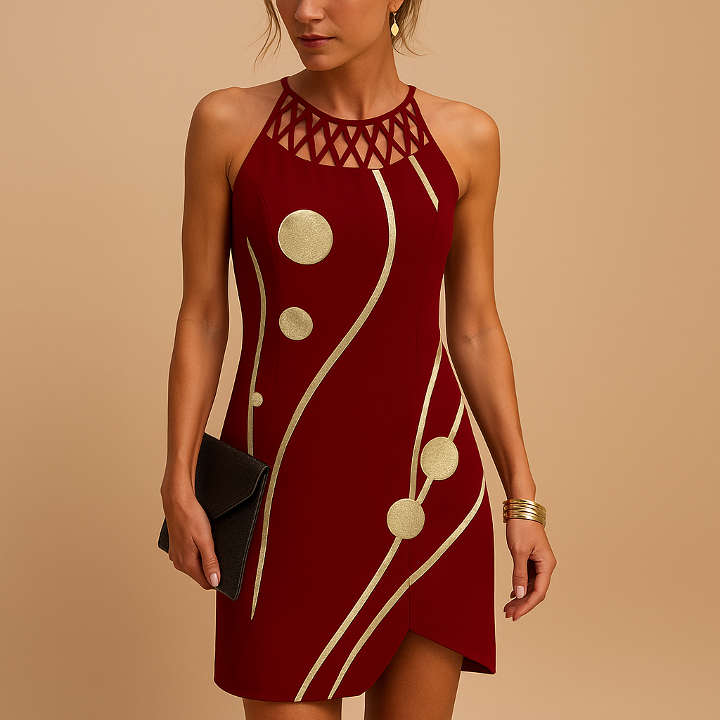 Women’s sleeveless A-line dress with elastic waist and elegant fit, perfect for parties, casual outings, shopping trips, and stylish everyday wear.