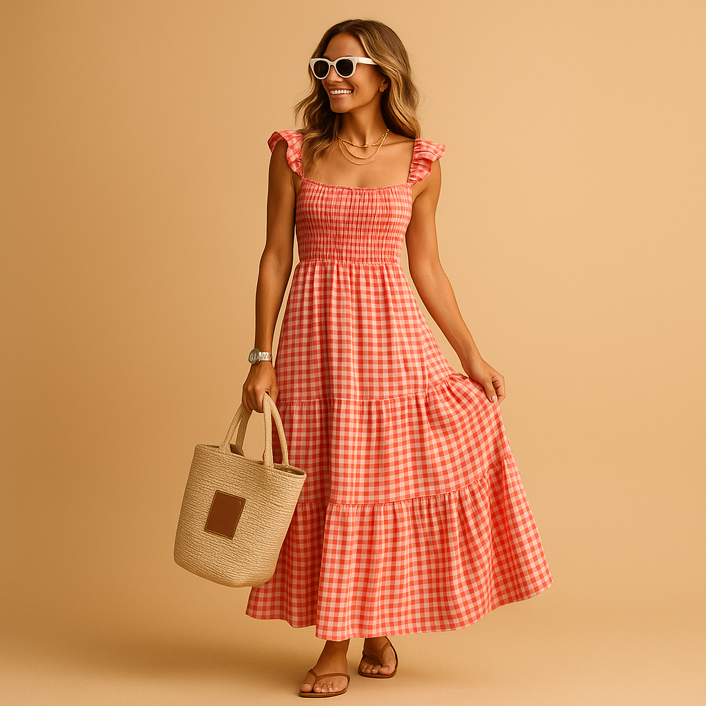 Sleeveless maxi summer dress for women with flowing silhouette and lightweight breathable fabric, ideal for casual days and summer parties.