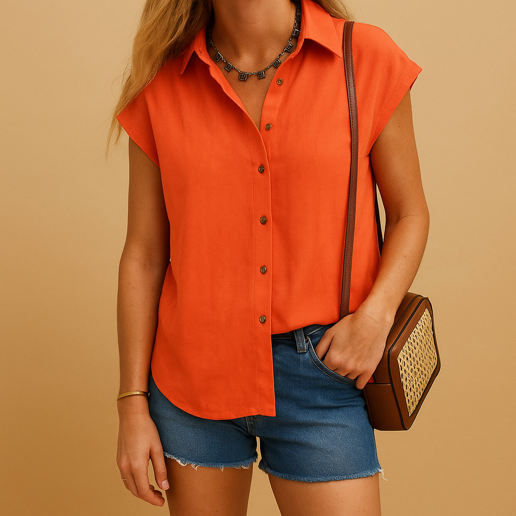 Women’s sleeveless summer shirt with an airy and comfortable fit, ideal for warm days, casual outfits, and versatile summer styling.