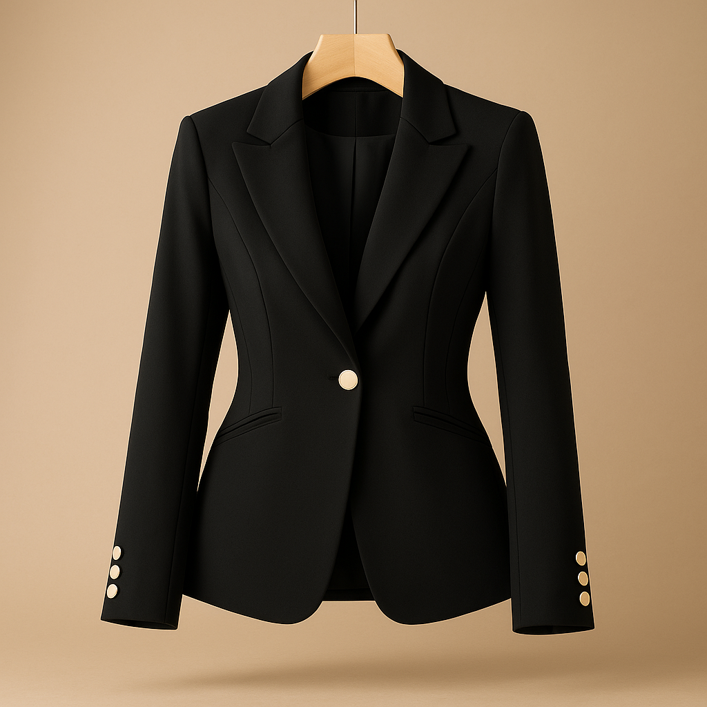 Slim fit women’s blazer with a lightweight design and classic lapel collar, ideal for casual outfits and year-round styling.