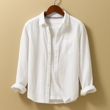 Slim fit button down dress shirt for men with a classic collar and comfortable tailored fit, ideal for office wear, casual outfits, and formal occasions.