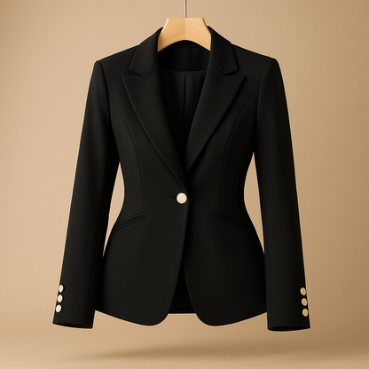 Slim fit casual blazer for women with a classic lapel design, lightweight feel, and versatile styling for all-season wear.