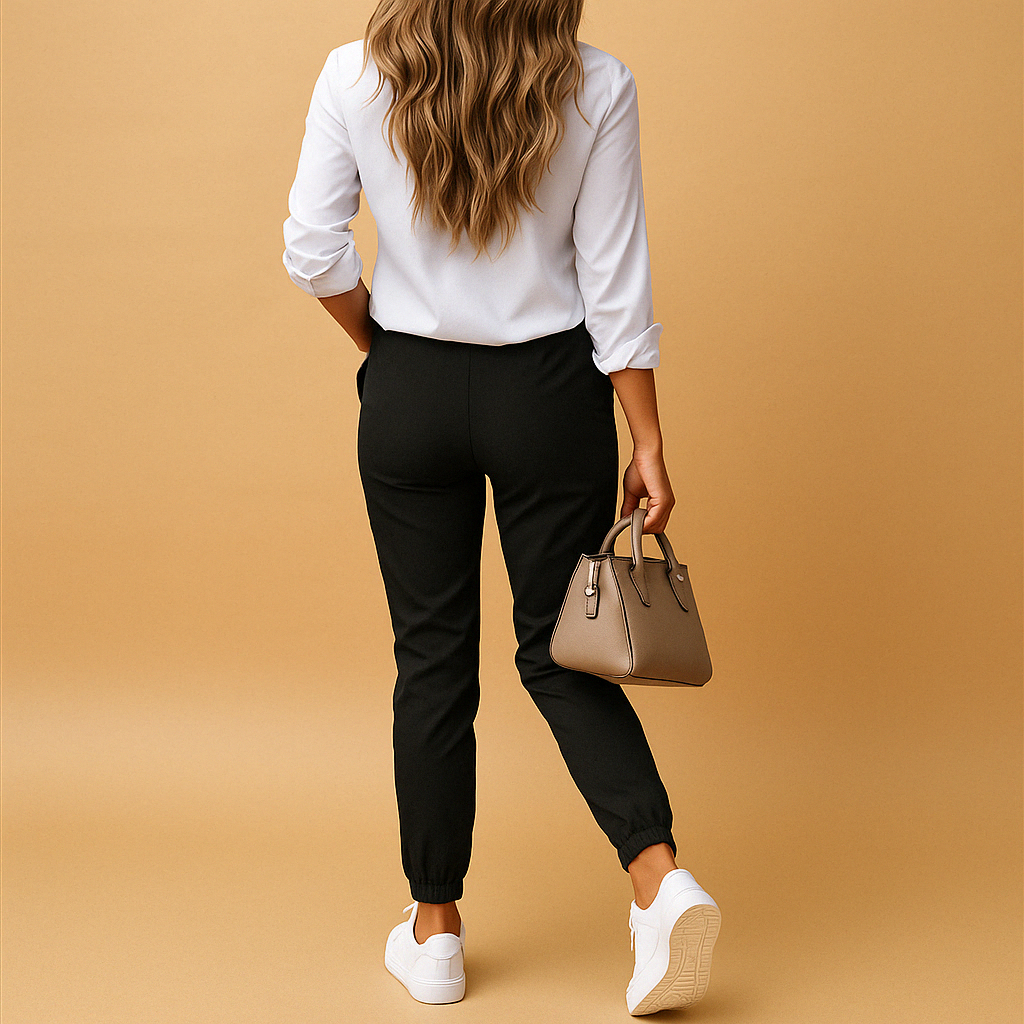 Women’s slim fit chino trousers with a tailored silhouette, suitable for office outfits, casual looks and modern everyday style.