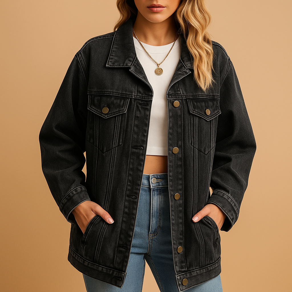 Women's Fitted Blue Jeans Winter Coat - VibreMode