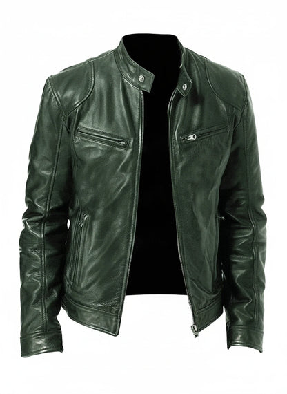 Men's Slim Fit Leather Racer Jacket