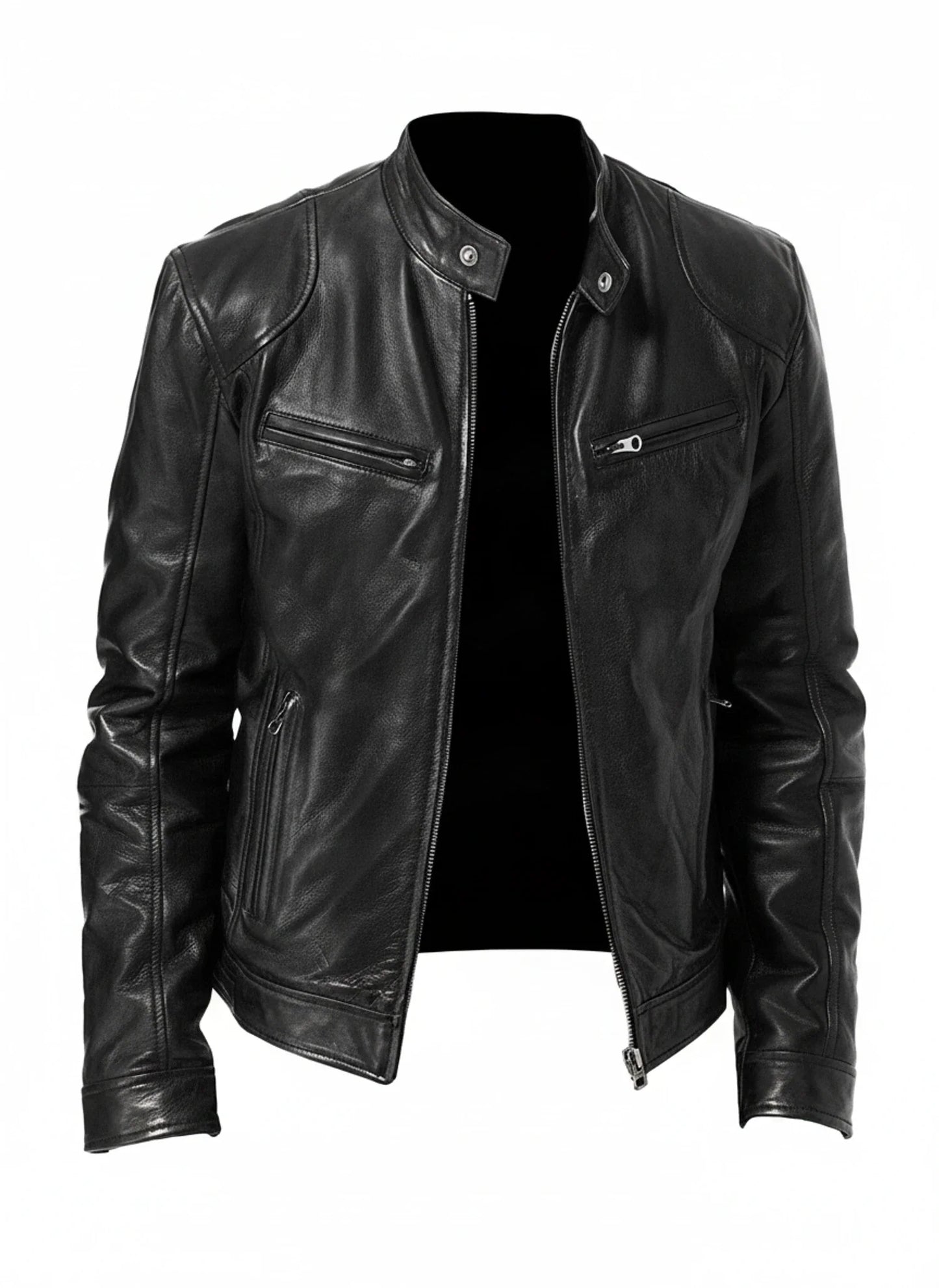 Men's Slim Fit Leather Racer Jacket