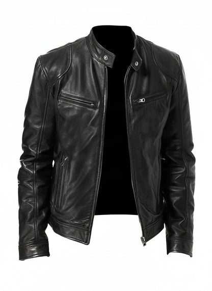 Men's Slim Fit Leather Racer Jacket