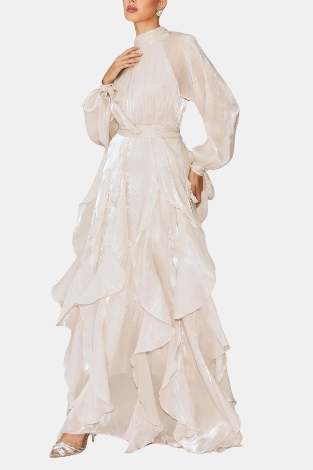 Sloane Women's Ruffle Maxi Dress Long Sleeve - VibreMode