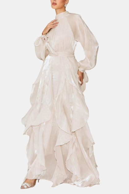 Sloane Women's Ruffle Maxi Dress Long Sleeve - VibreMode