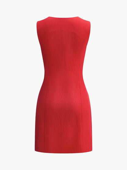 Women's Sleeveless V-Neck Mini Dress Fitted Summer