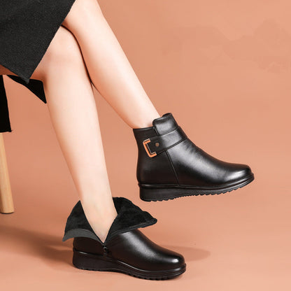 Women's Ankle Boots Rounded Toe Buckle Style