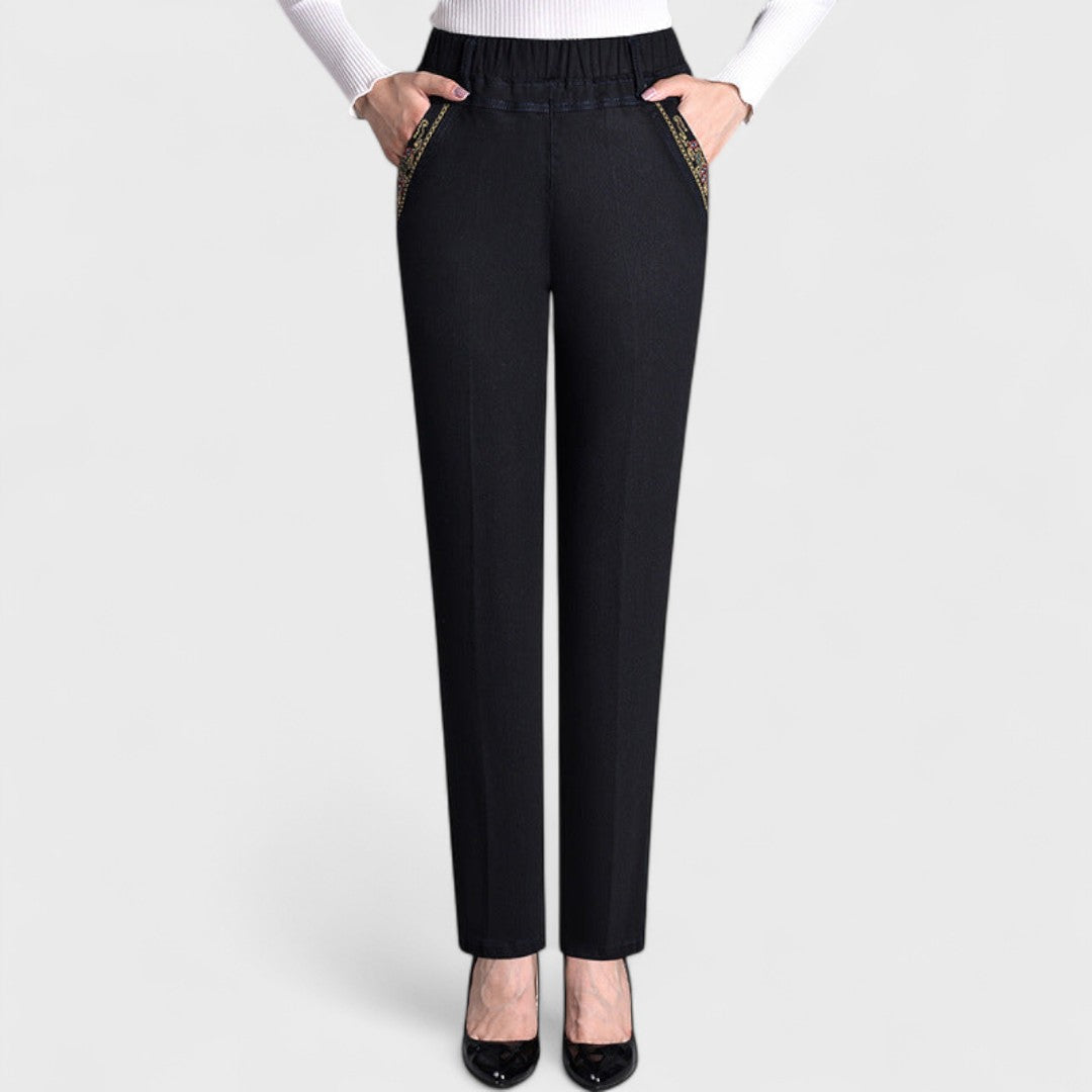Women's Straight Leg Jeans Elastic Waist