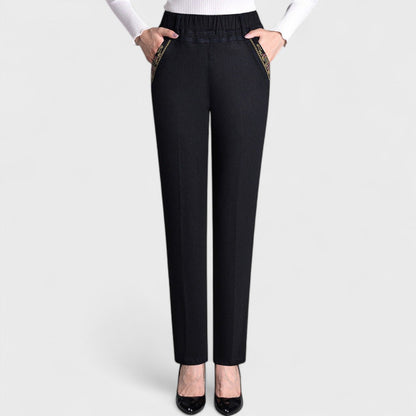 Women's Straight Leg Jeans Elastic Waist