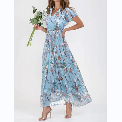Women's Maxi Dress Floral Butterfly Sleeves